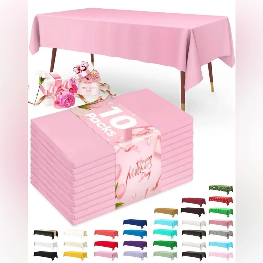 Doma Pink Disposable Tablecloths - 10 Pack